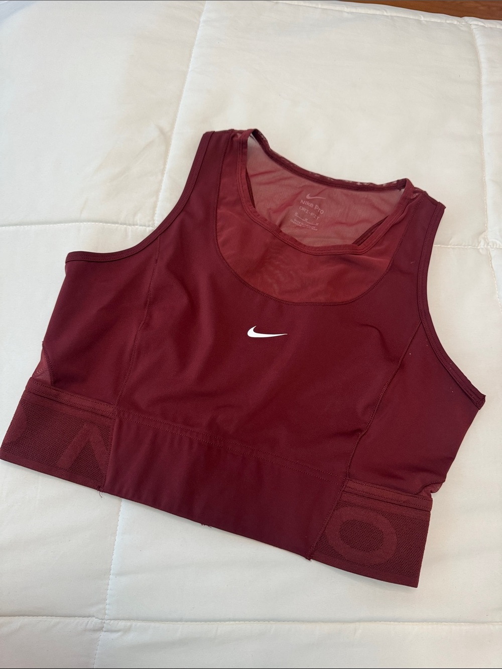 Nike pro Burgundy top with Mesh Panel